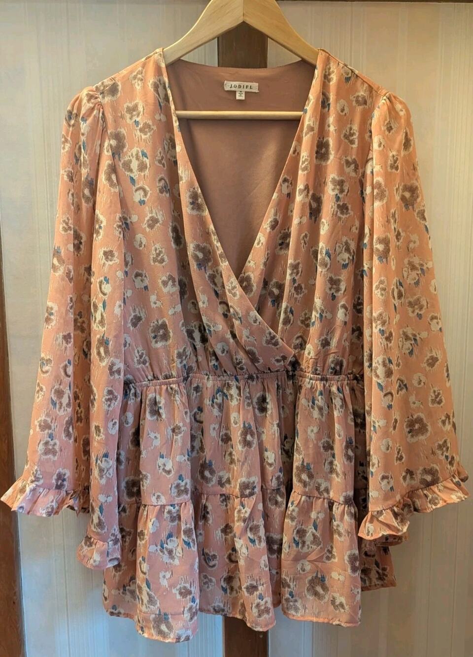 Jodifl Blouse Women's M Lined Shirt Bell Sleeves dusty rose peach